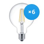 Multipack 6x Philips Corepro LED Globe E27 Filament Clear 95mm 7W 806lm - 827 Extra Warm White | Replaces 60W