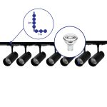 Complete Set 1-Phase Rail L 1 x 2 Meter Black | incl. 7x Spot + GU10 2700K 3W Dimmable + End Cap, Power Connector and L -Connector